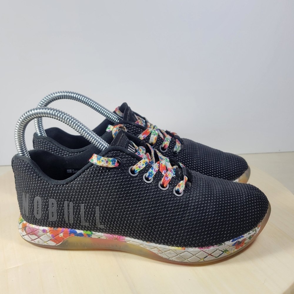 Nobull Women's Black Canvas Trainer with Multicolor Accents